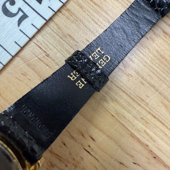 Bulova Gold-Tone Black Leather Analog Ladies Watch NOT TESTED - Picture 8 of 9